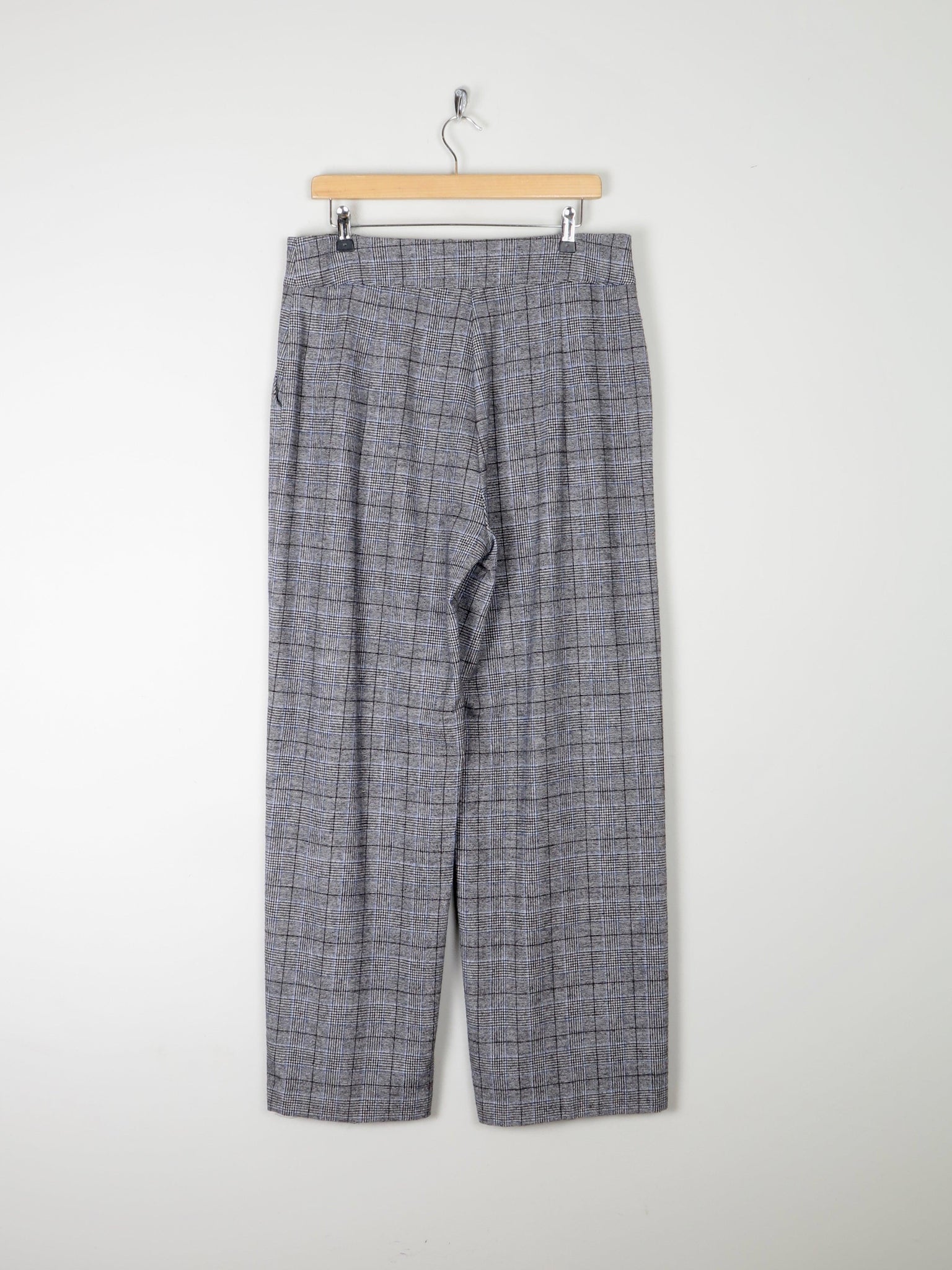 Women's Grey & Blue Wool Trousers L 34" - The Harlequin
