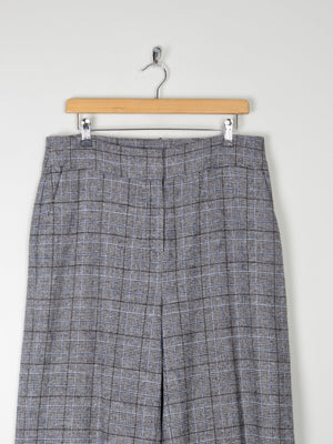 Women's Grey & Blue Wool Trousers L 34" - The Harlequin