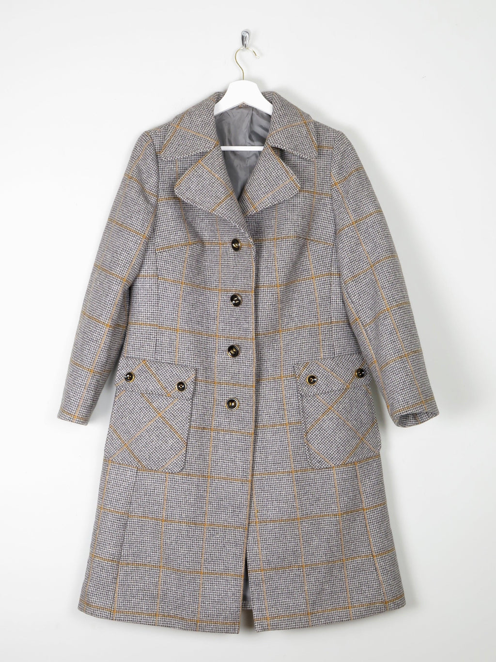 Women's Grey Tweed 1970s Coat M - The Harlequin