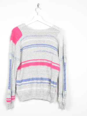 Women's Grey/Silver & Coloured Fine Knit Jumper S/M - The Harlequin