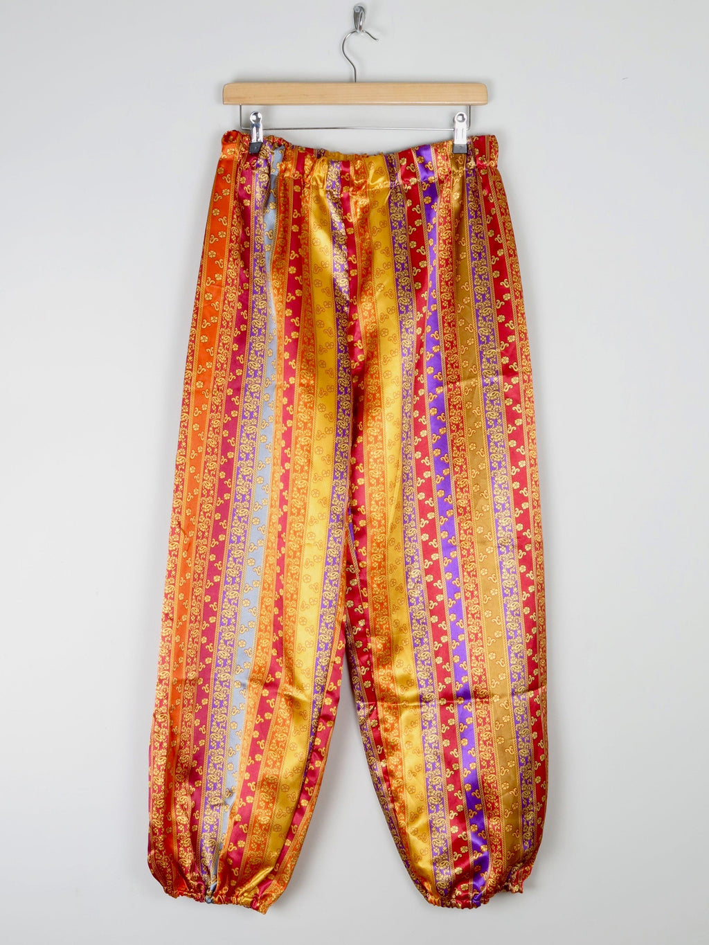 Women's Harem Genie Style Satin Printed Trousers M - The Harlequin