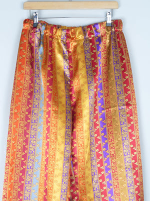Women's Harem Genie Style Satin Printed Trousers M - The Harlequin