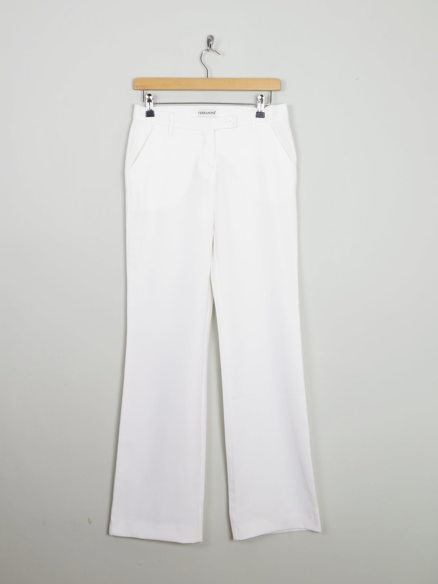 Women's Italian Cream/Off White Boot Cut 90s Tailored Trousers 8/10 28W - The Harlequin