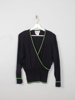 Women’s Laurel Wrap Over Navy Cotton Jumper M - The Harlequin