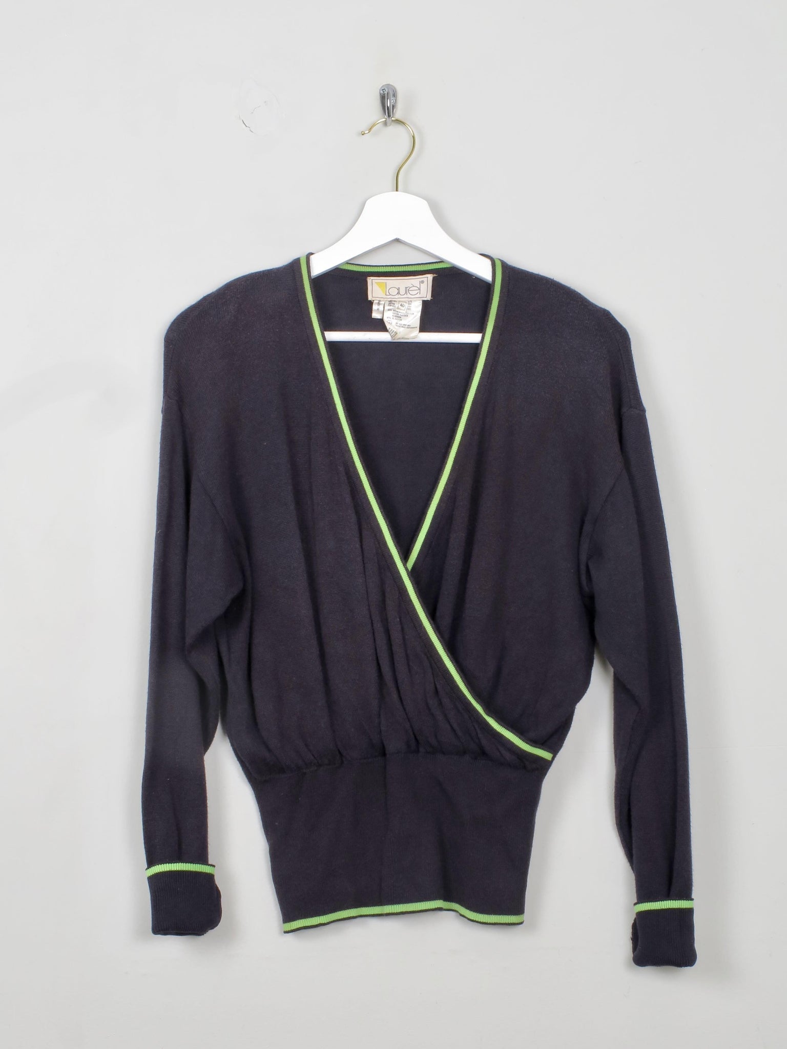 Women’s Laurel Wrap Over Navy Cotton Jumper M - The Harlequin