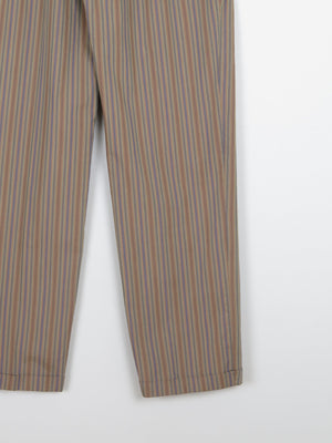 Women's Light Brown Striped Cotton Trousers 28" S - The Harlequin