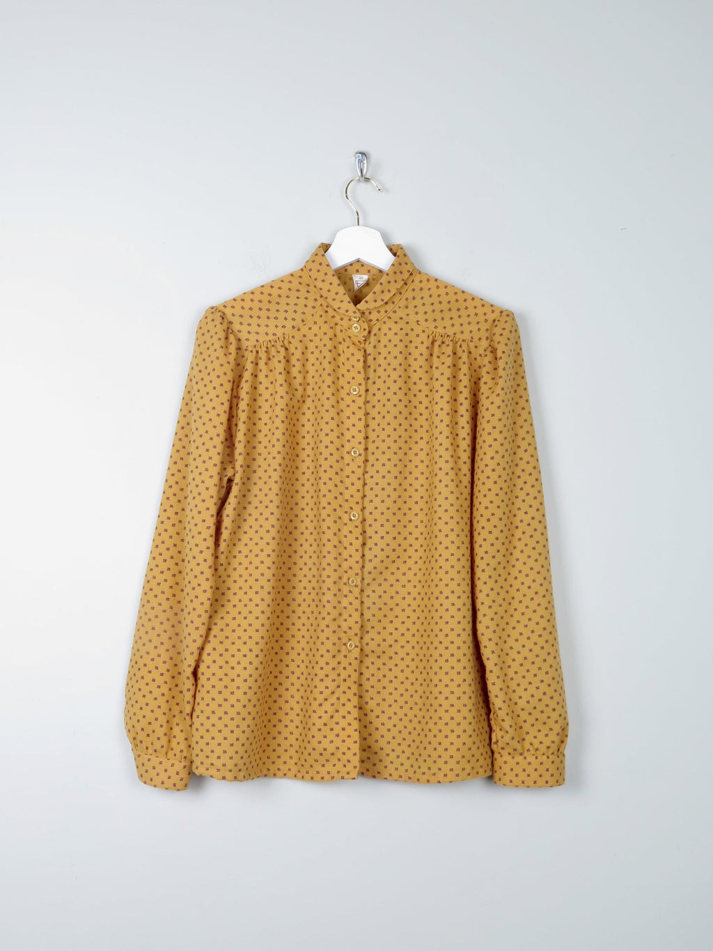 Women's Mustard Polka Dot Print Blouse M - The Harlequin