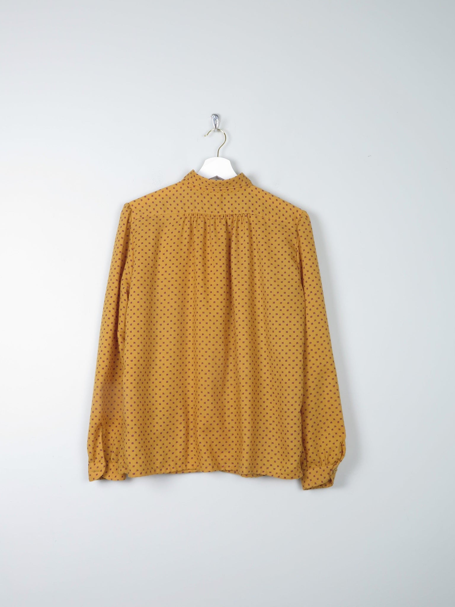 Women's Mustard Polka Dot Print Blouse M - The Harlequin