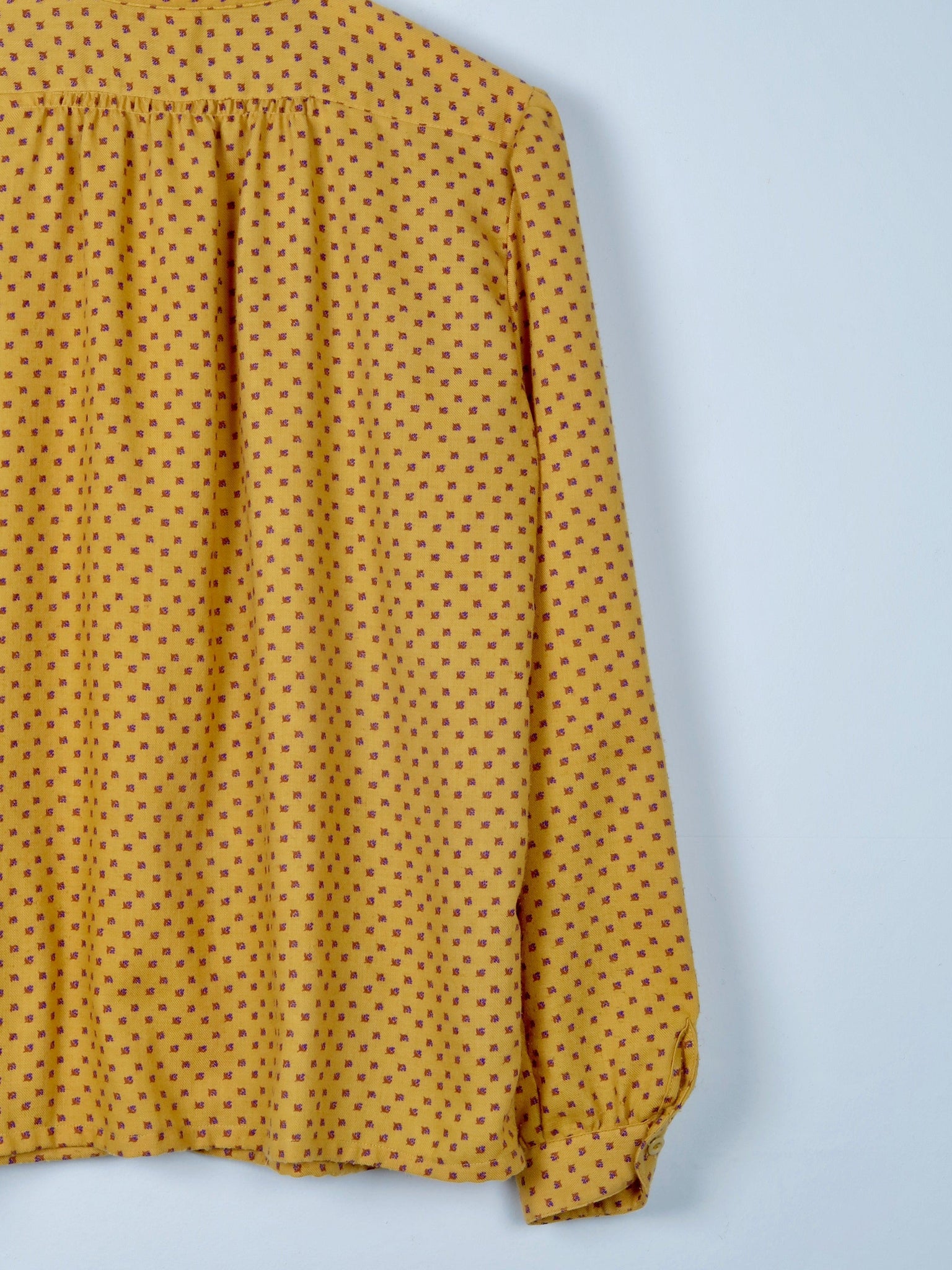 Women's Mustard Polka Dot Print Blouse M - The Harlequin