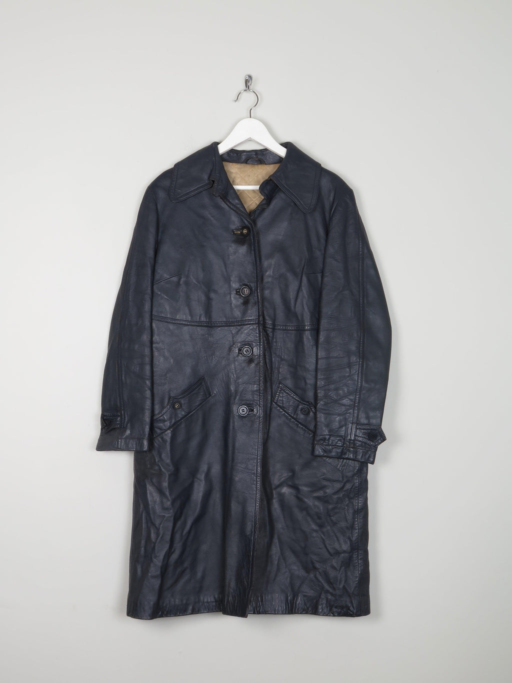 Women’s Navy 1960s Leather Short Coat 12/14 - The Harlequin