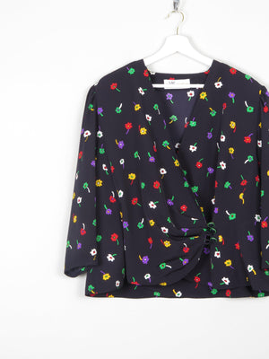 Women's Navy Blouse With Colourful Print XL - The Harlequin