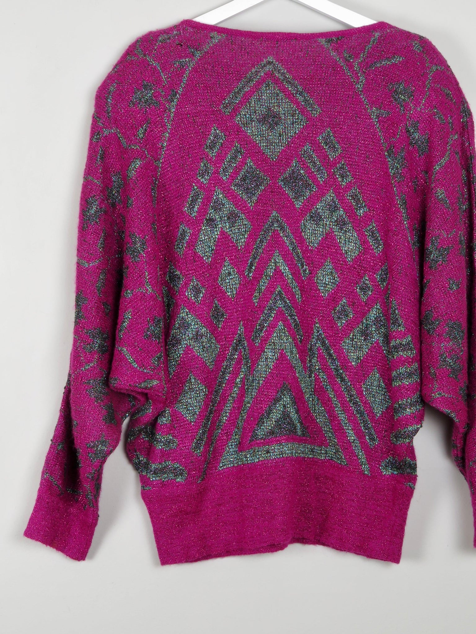 Women's Pink Lurex Jumper With Beads M/L - The Harlequin