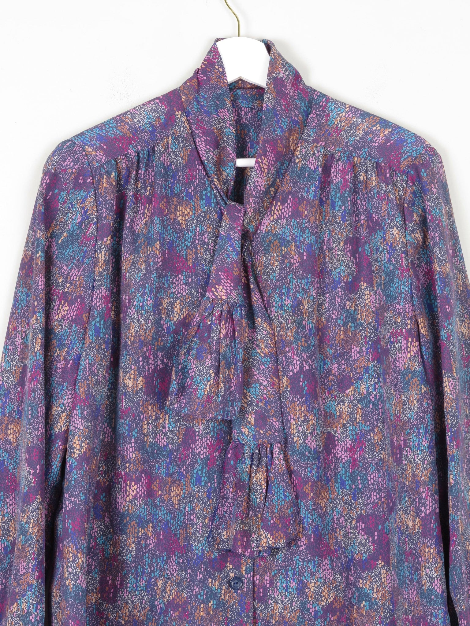 Women's Purple Printed Tie Neck blouse M/L 12/14 Approx - The Harlequin