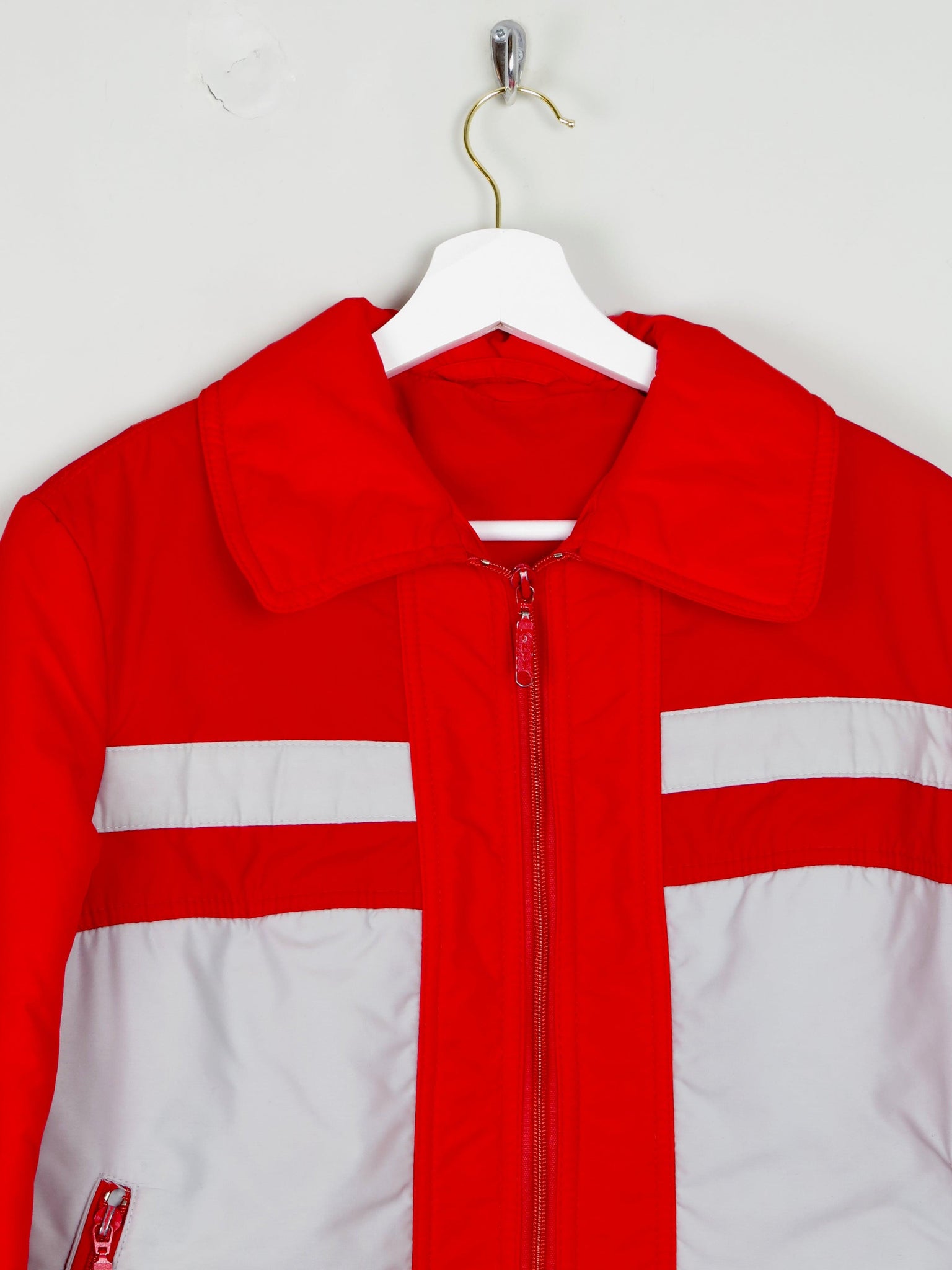 Women's Red & Grey Vintage Ski Jacket S - The Harlequin