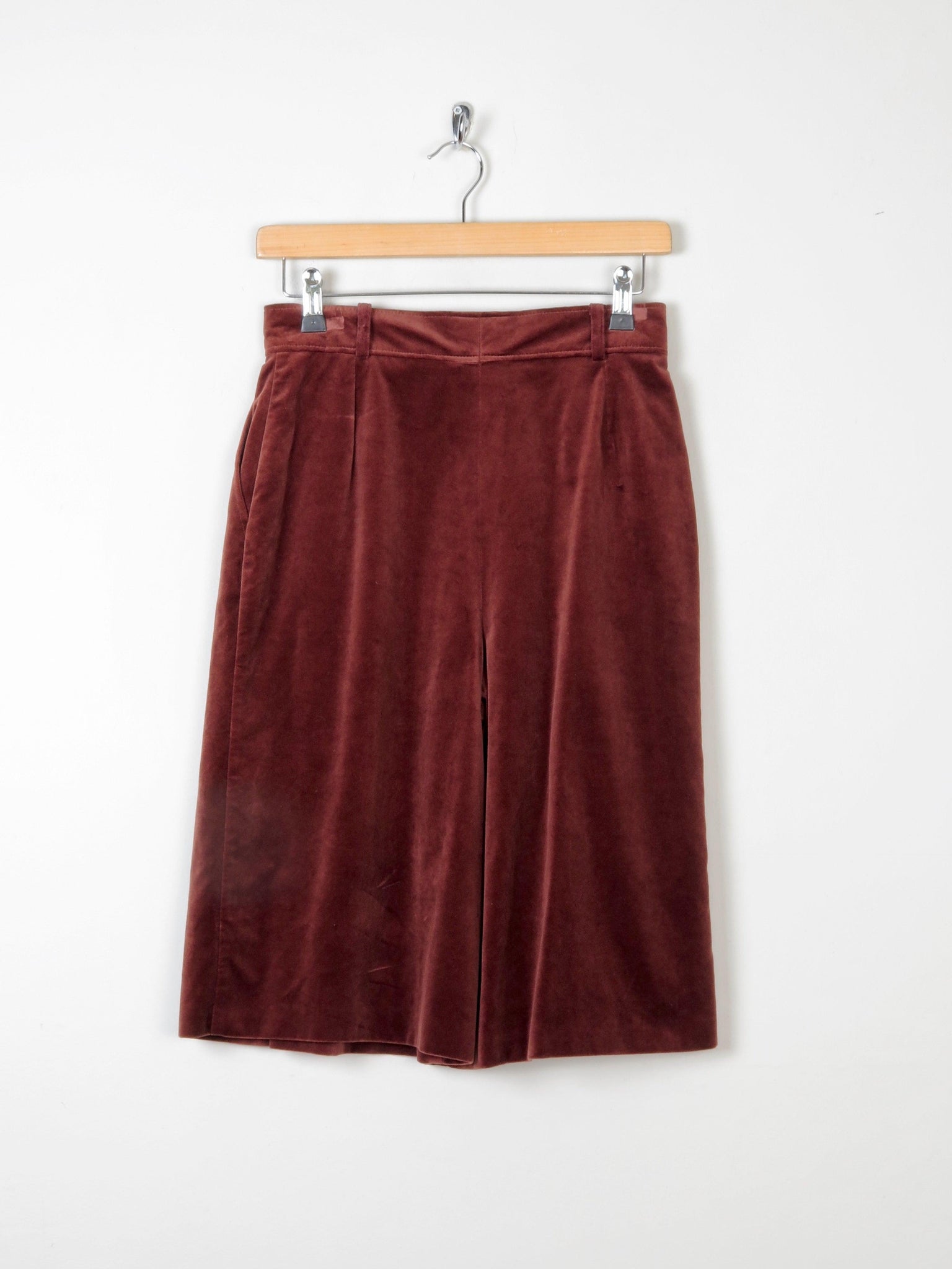 Women's Rust Velvet Culottes Long Shorts 27" 8 Approx - The Harlequin
