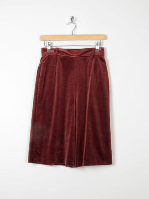 Women's Rust Velvet Culottes Long Shorts 27" 8 Approx - The Harlequin