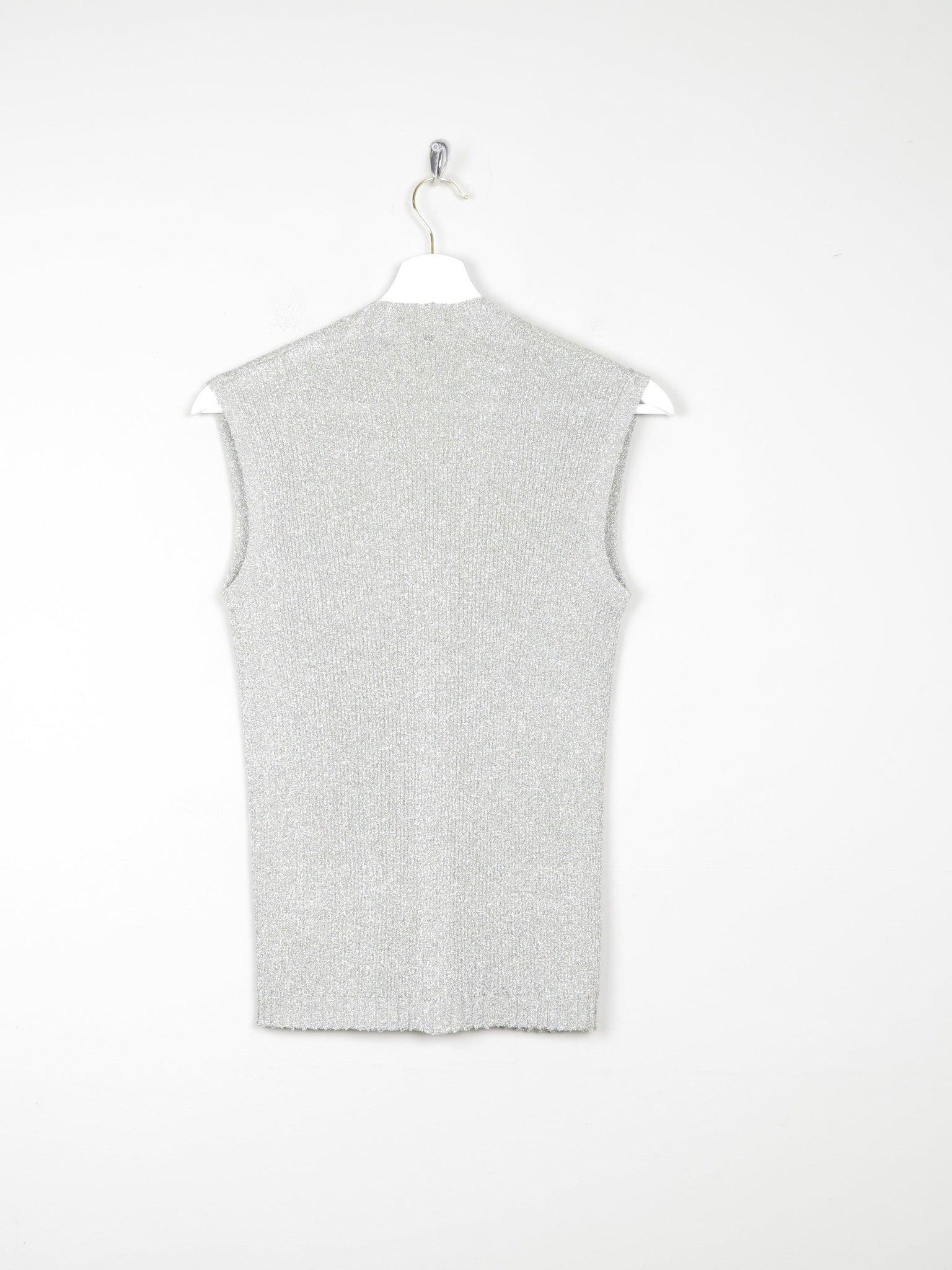 Women's Silver Lurex Ribbed 1970s Waistcoat S/M - The Harlequin