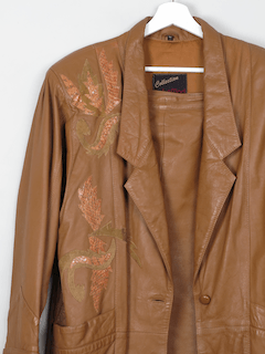 Women's Tan Leather Suit Jacket M - The Harlequin