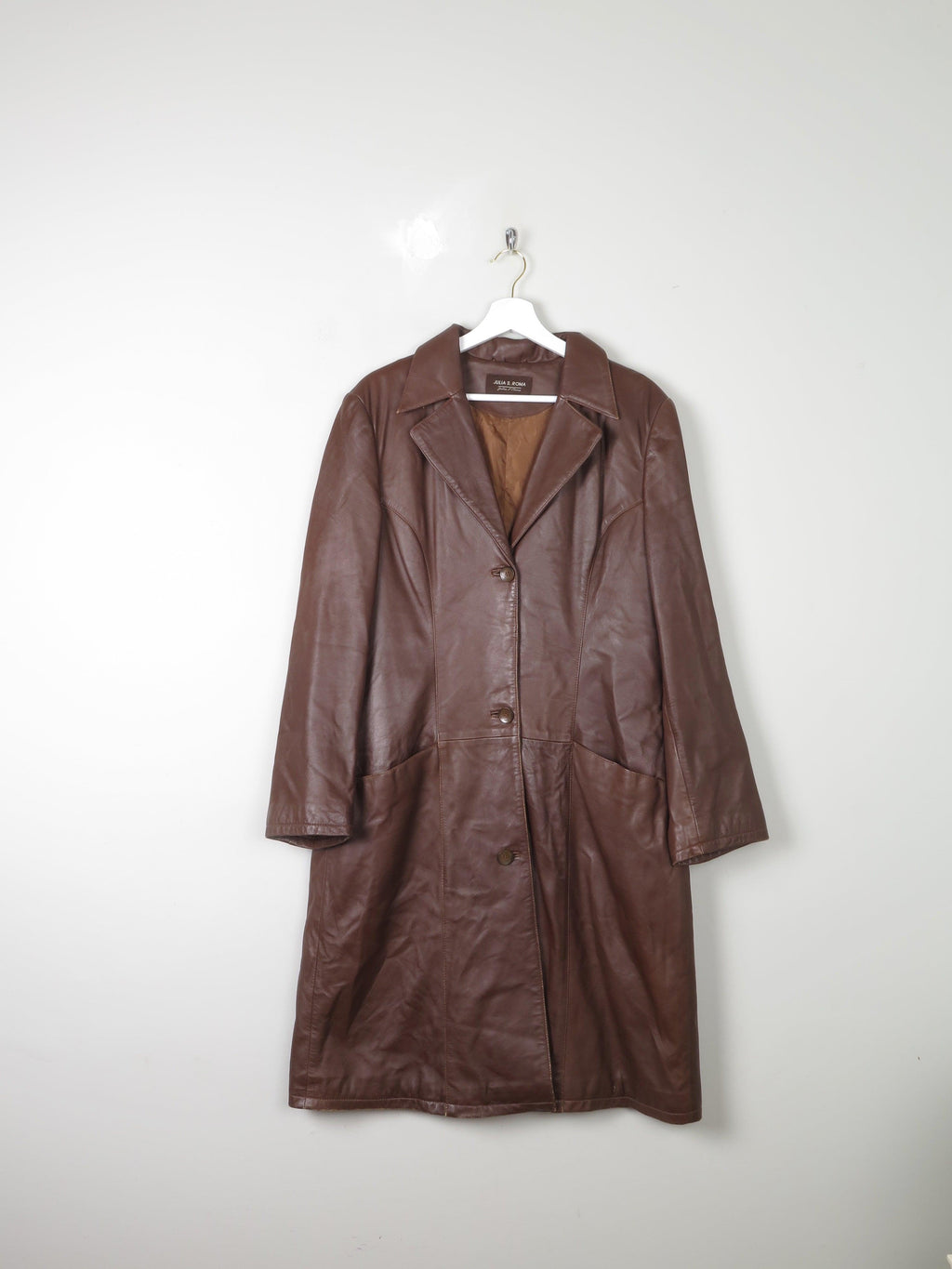Women's Tan/Brown Soft Leather Coat L - The Harlequin