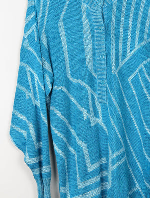 Women's Turquoise Graphic Print Cotton Jumper S/M - The Harlequin