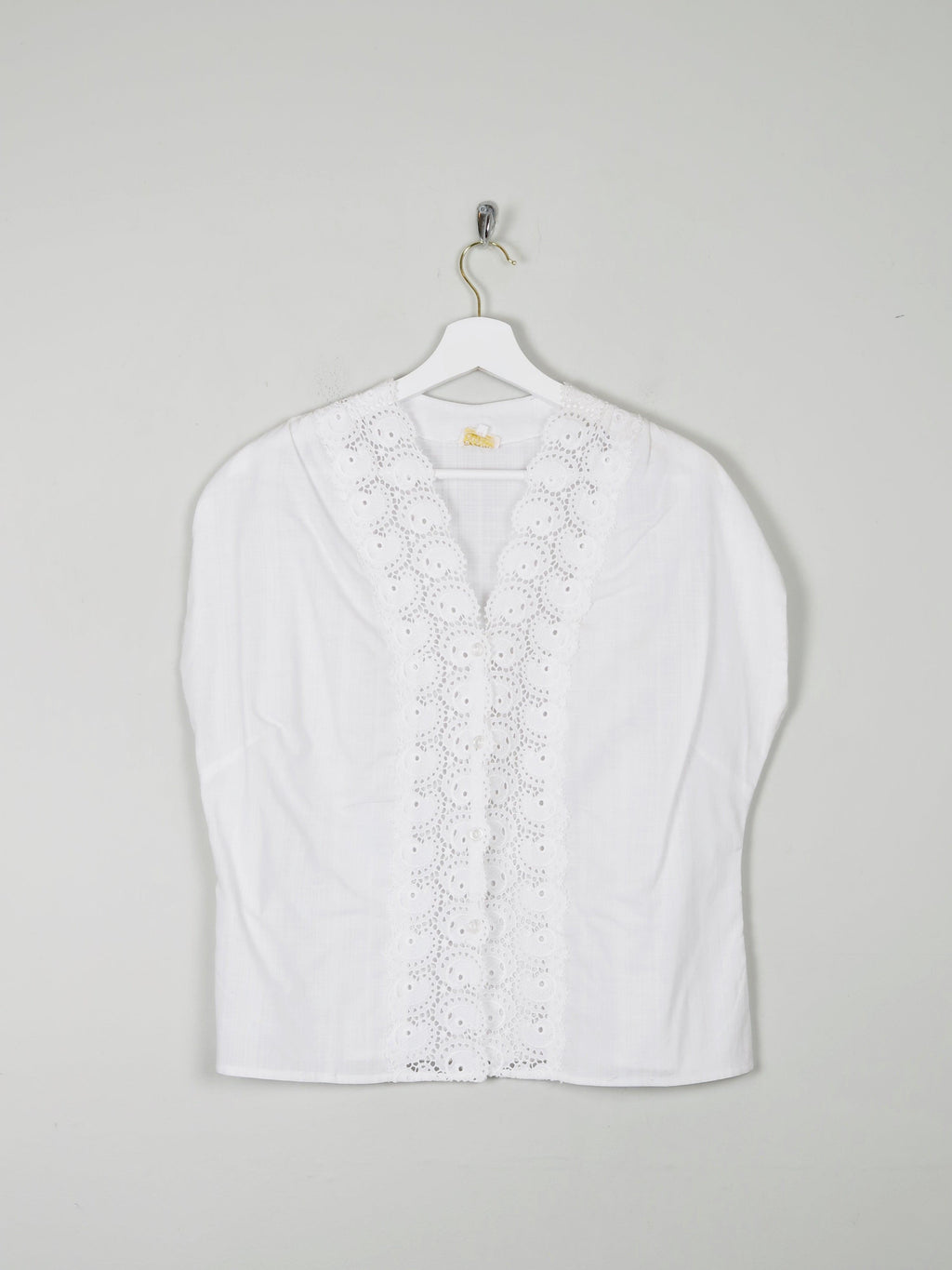 Women's 1950s Blouse With Lace Panel M - The Harlequin