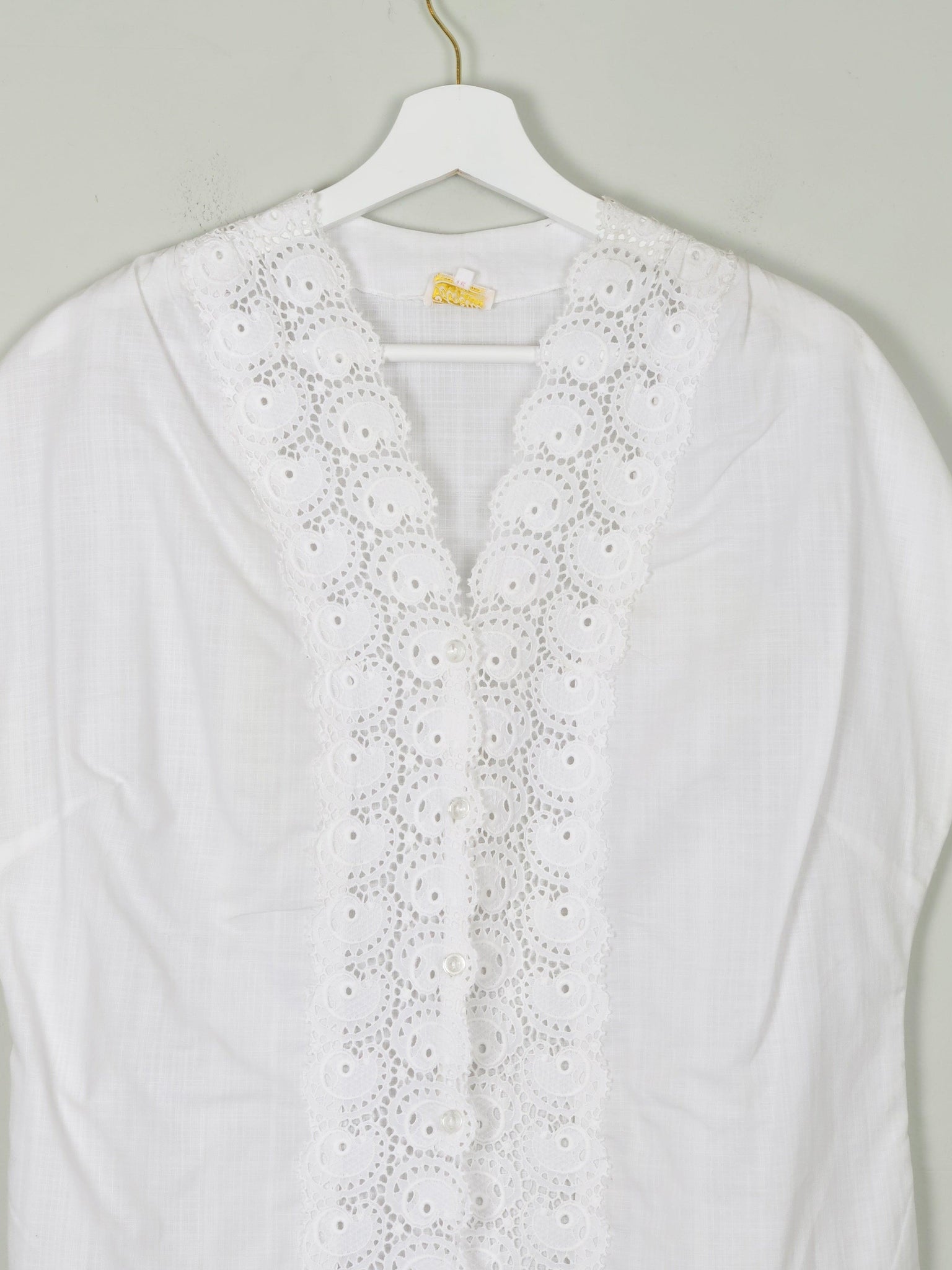 Women's 1950s Blouse With Lace Panel M - The Harlequin