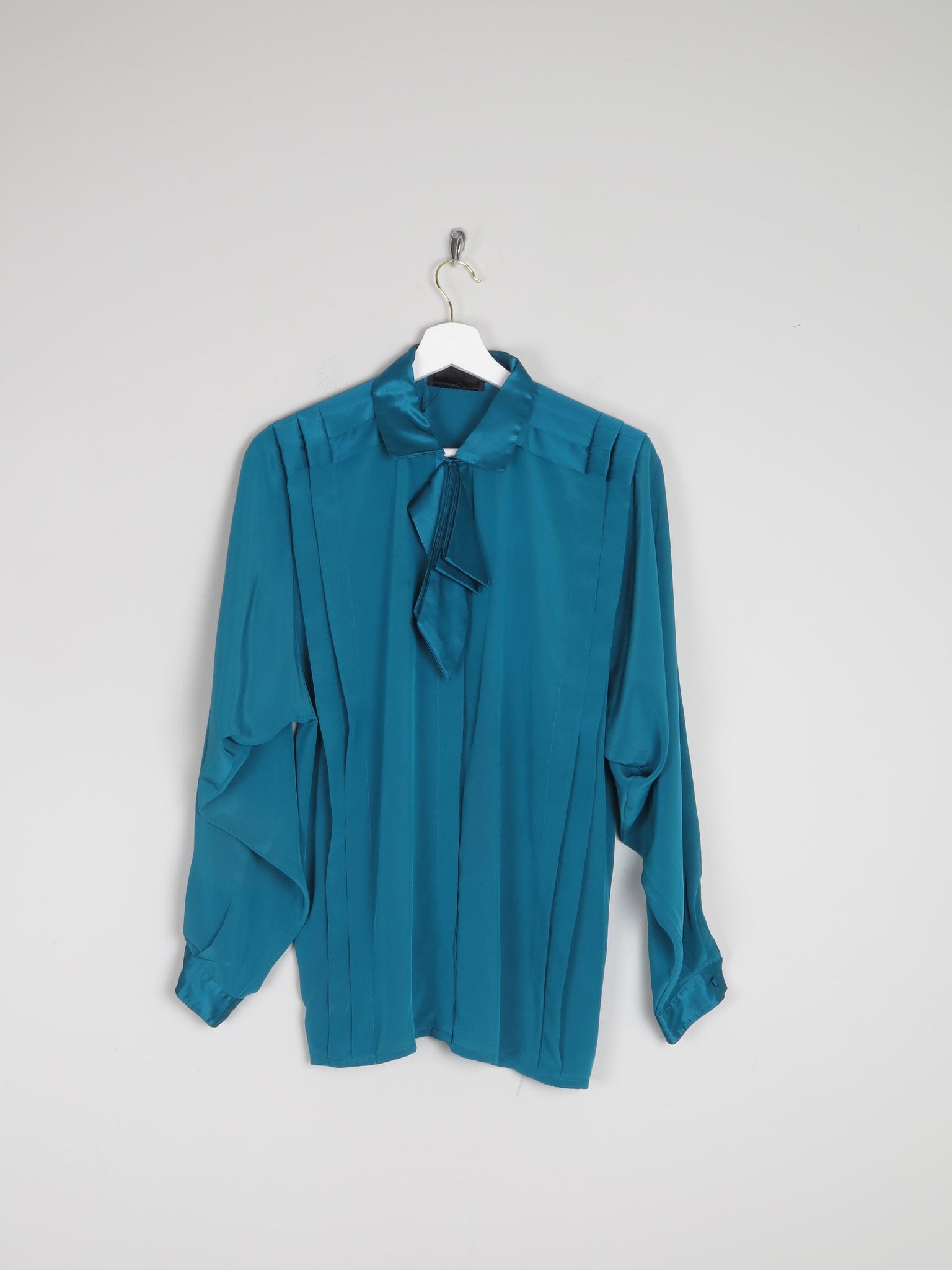 Women's Vintage Aqua Green Blouse With Bow Detail XS/S - The Harlequin