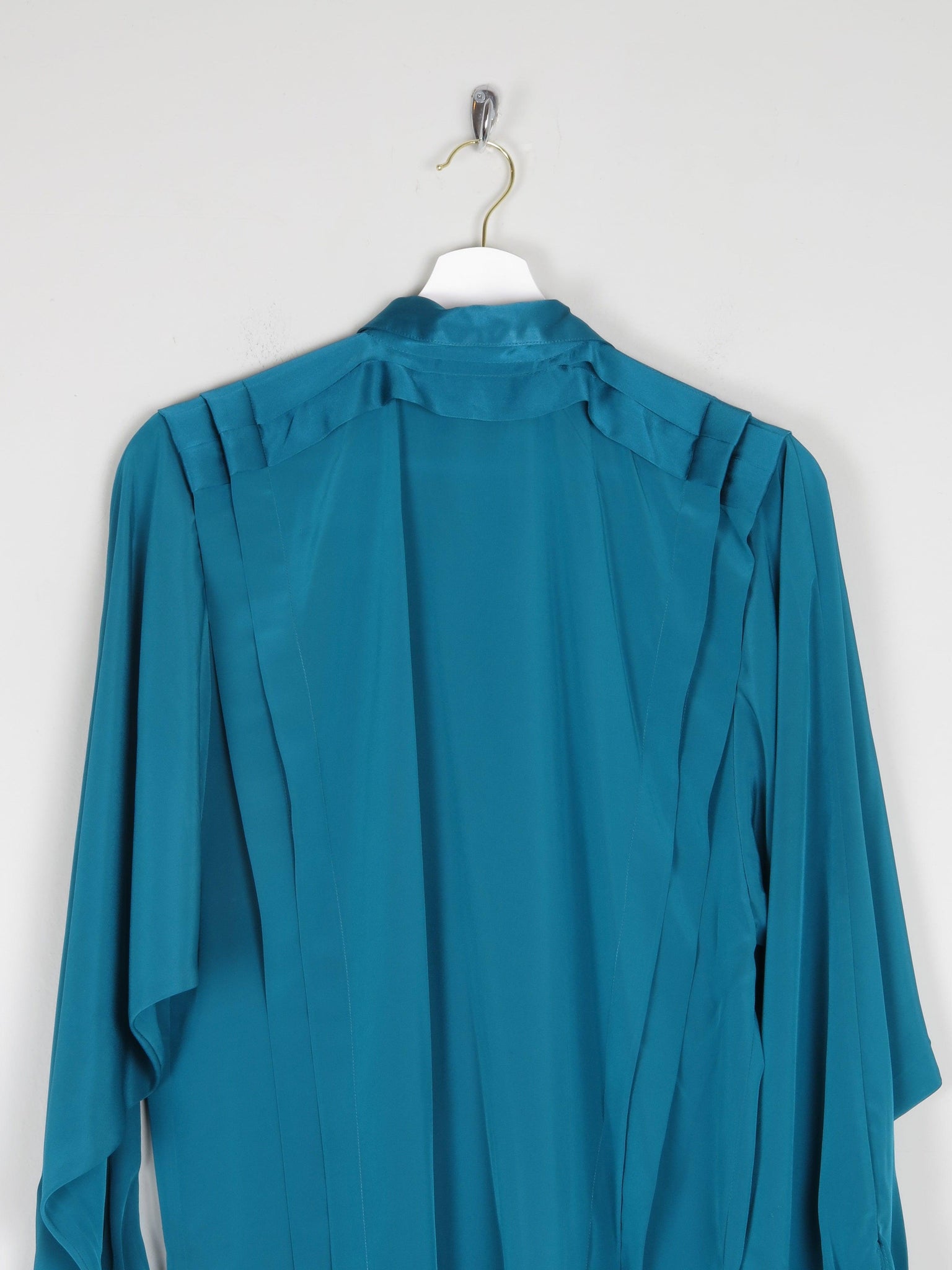 Women's Vintage Aqua Green Blouse With Bow Detail XS/S - The Harlequin