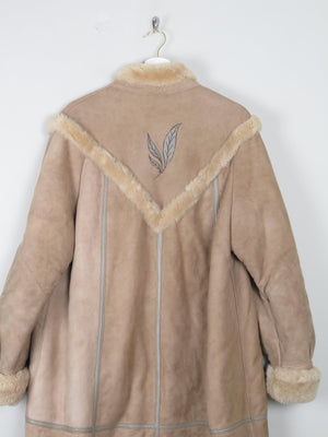 Women's Long Vintage Beige Sheepskin Coat M/L - The Harlequin