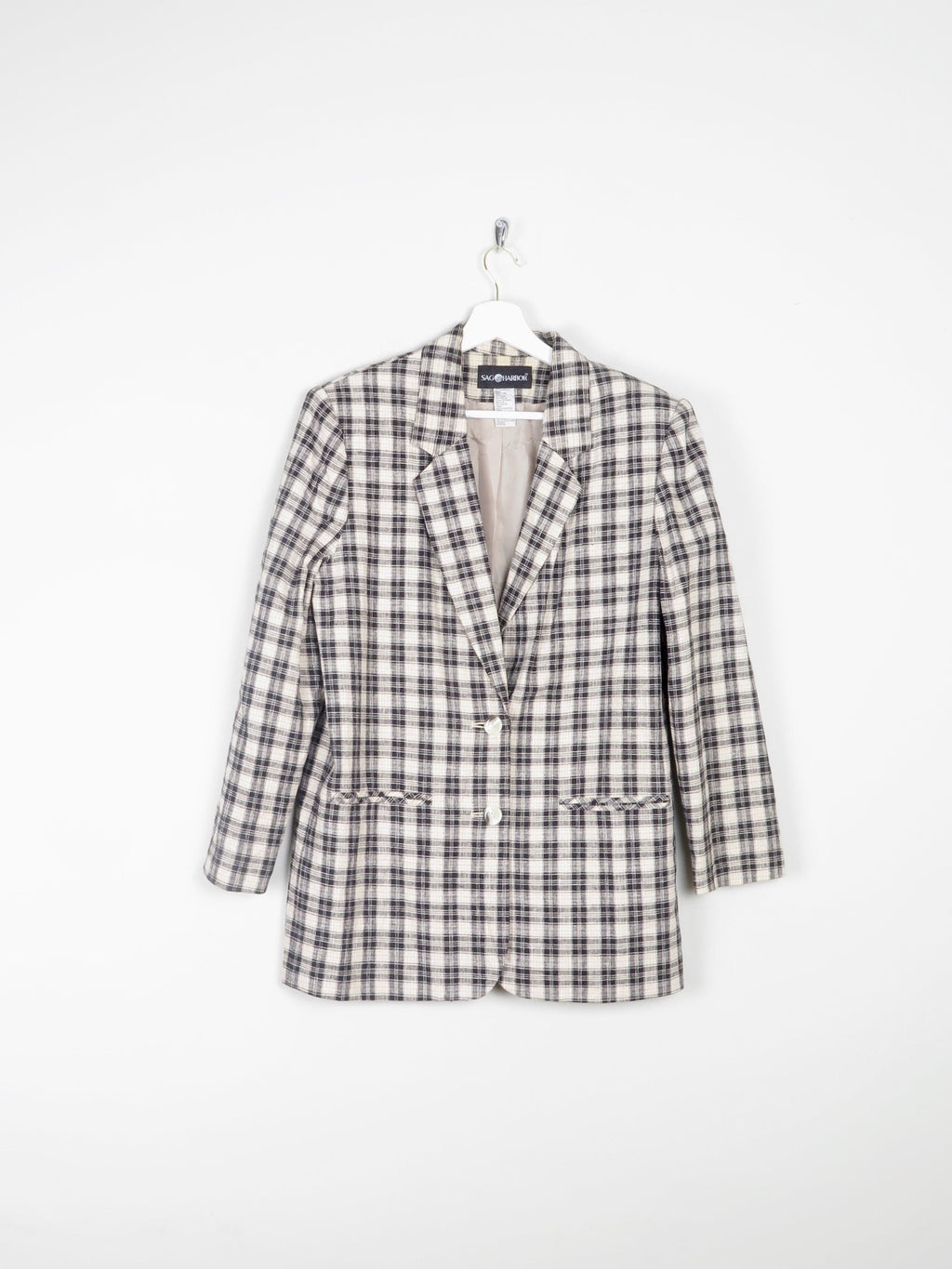 Women’s Vintage Black & Cream Check Jacket 10/12 - The Harlequin