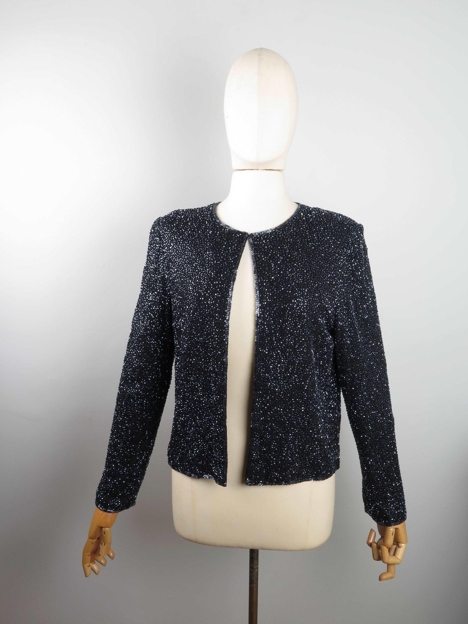 Women’s Black Beaded Cropped Jacket 10/12 - The Harlequin