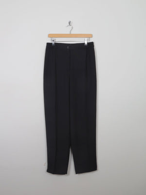 Women's Vintage  Black High Waisted Pleat Trousers 14 - The Harlequin
