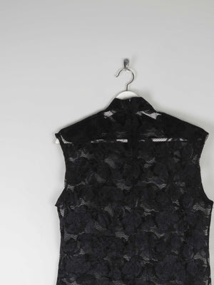 Women’s Vintage Black Lace Sleeveless Blouse With High Neck M - The Harlequin