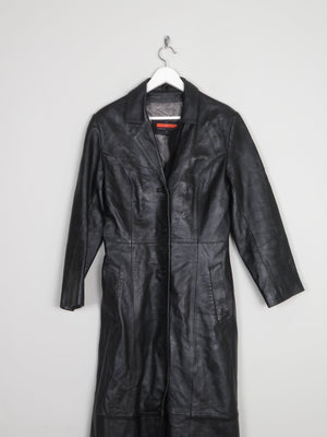 Women’s  Black Leather Long Coat S - The Harlequin