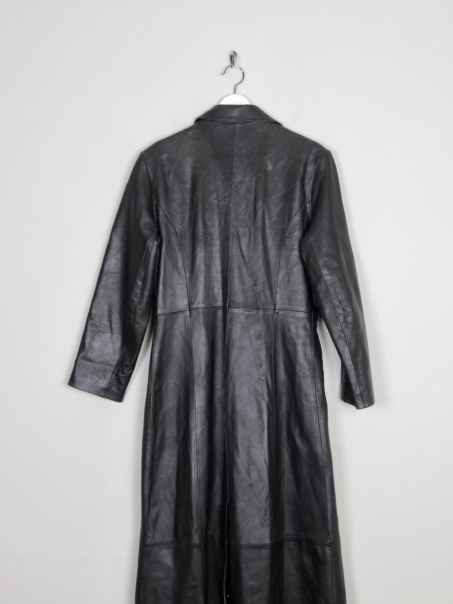 Women’s  Black Leather Long Coat S - The Harlequin