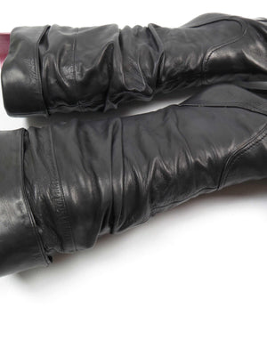 Black Leather Slouchy Boots 40/7 - The Harlequin