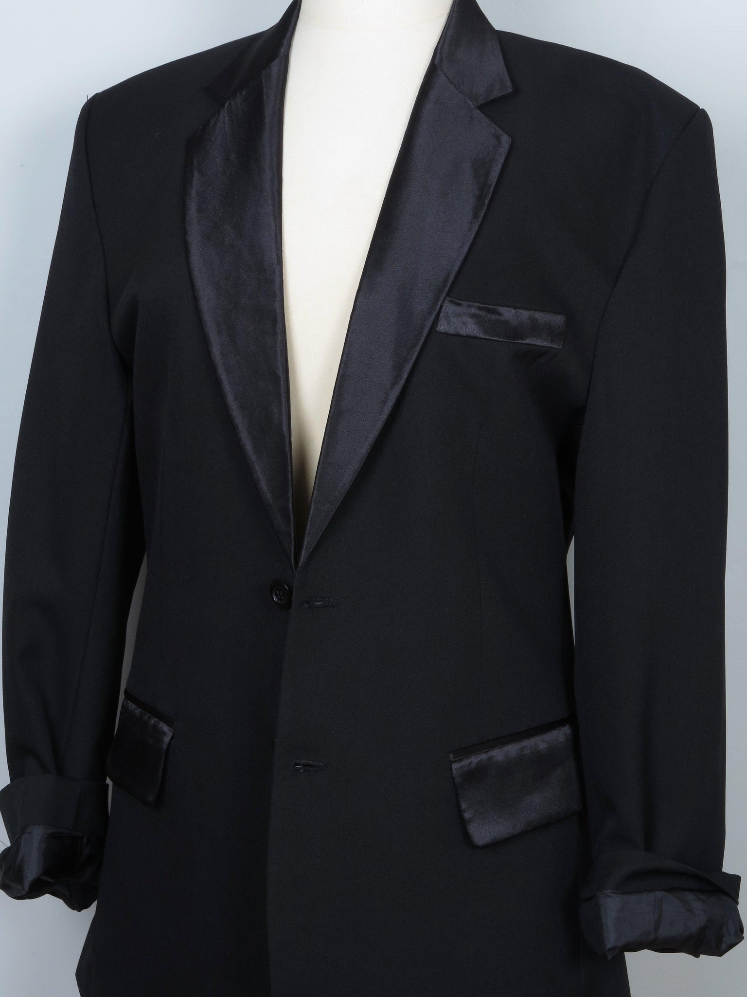 Women’s Black Tuxedo Jacket With Satin Collar & Pockets XS/S - The Harlequin