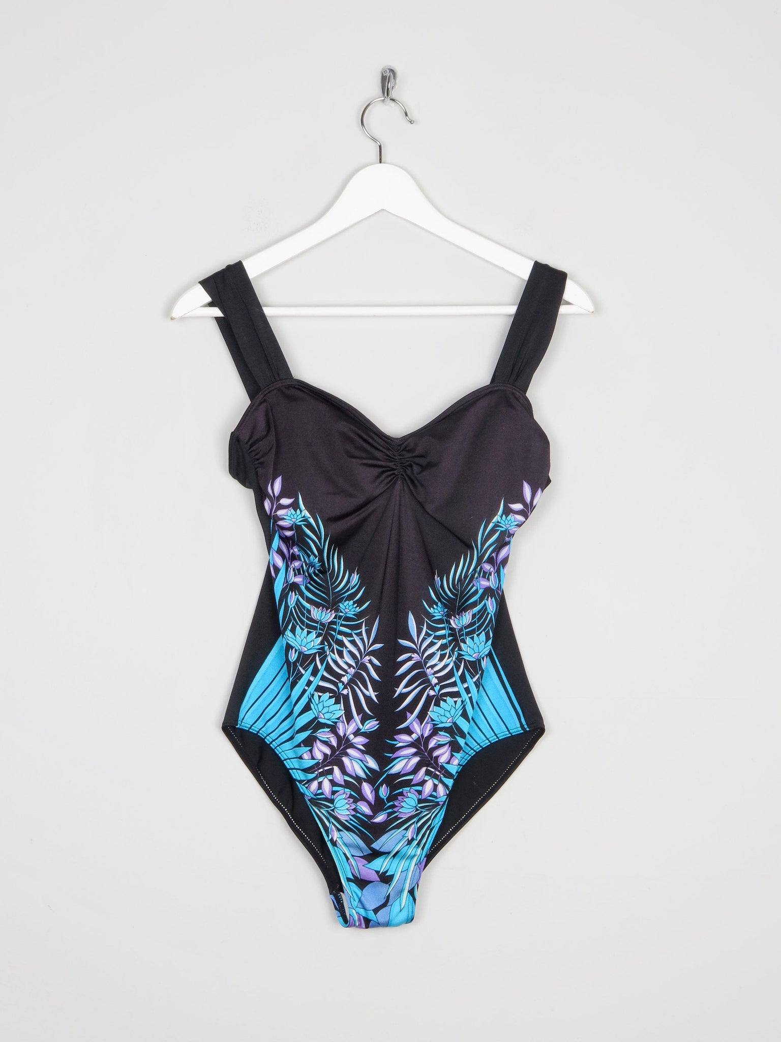 Vintage Blue & Black Printed Swimsuit S - The Harlequin