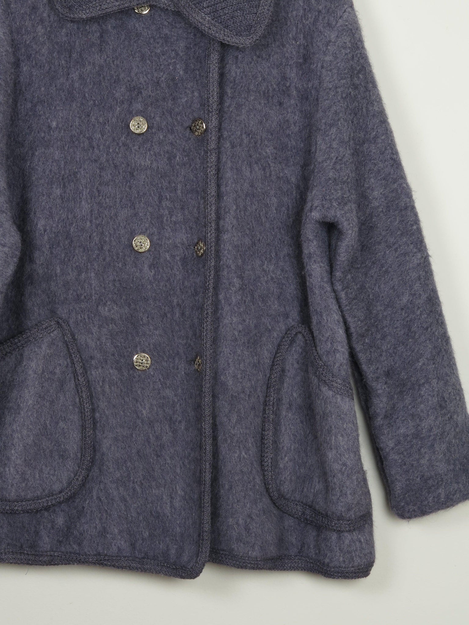 Women's Vintage  Blue Light Wool Mohair Short Coat M - The Harlequin