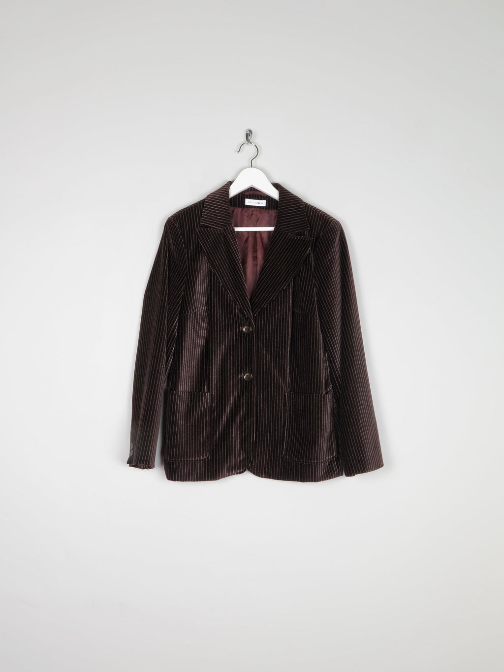 Women’s Brown Velvet Pinstripe Jacket L - The Harlequin