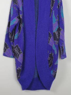 Women's Vintage Cardigan Printed Purple S/M - The Harlequin
