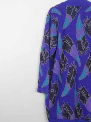 Women's Vintage Cardigan Printed Purple S/M - The Harlequin