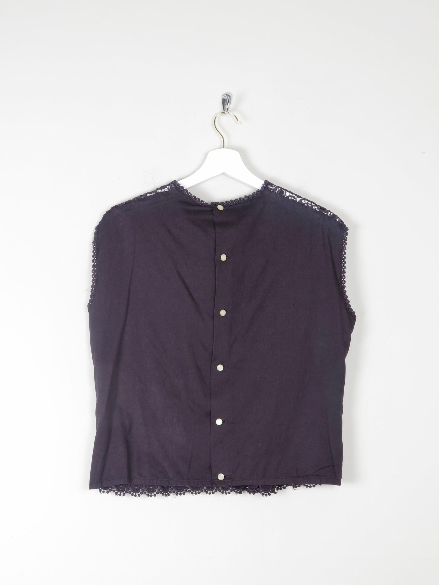 Women's Charcoal Cotton & Lace Blouse 10/12 - The Harlequin