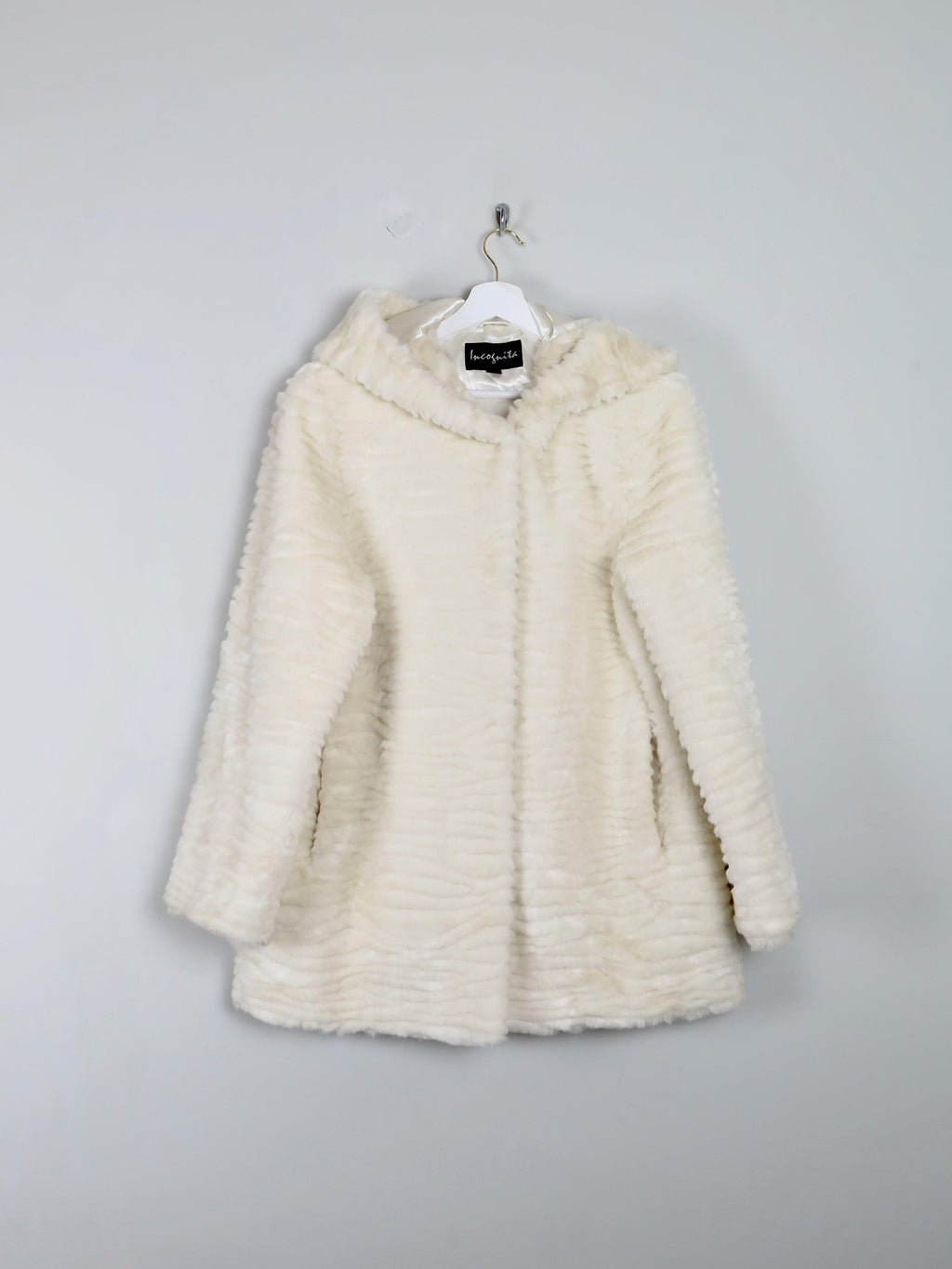 Women's Cream Faux Fur Hooded Jacket M - The Harlequin