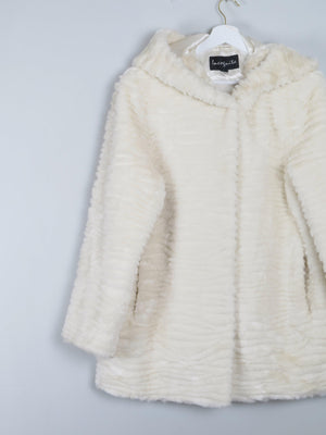 Women's Cream Faux Fur Hooded Jacket M - The Harlequin