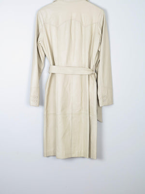 Cream Long Leather Amisu Vintage Style Coat 10/12 - The Harlequin