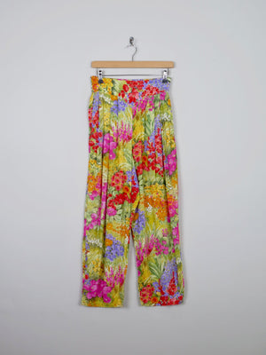 Women's Vintage Floral Printed Trousers S - The Harlequin