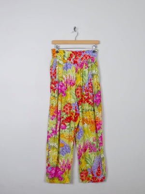 Women's Vintage Floral Printed Trousers S - The Harlequin