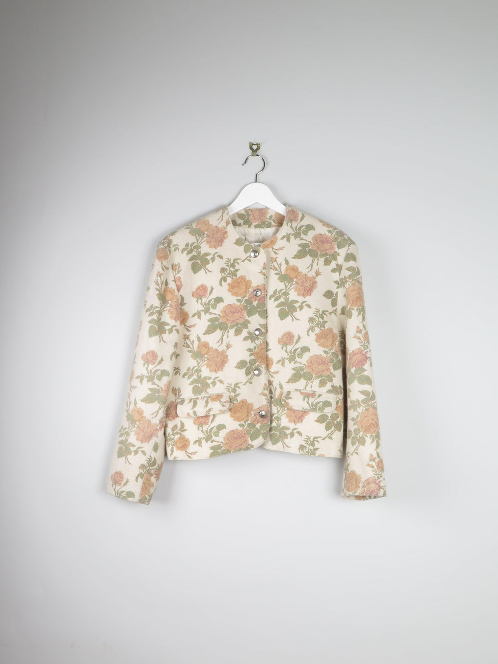 Women’s Vintage Floral Printed Wool 80s Jacket L - The Harlequin