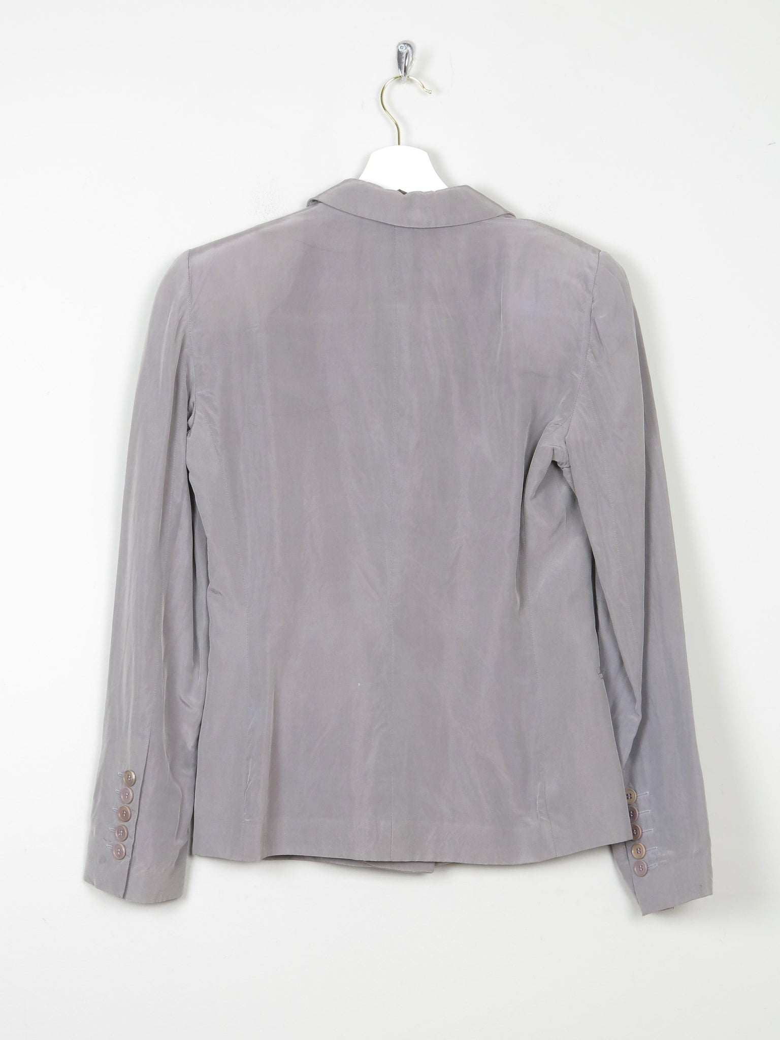 Vintage Women's Grey Armani Satin Jacket 6/8 XS - The Harlequin